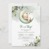 Slaapteddybeer over de maan genderneutraal kaart (Voorkant)