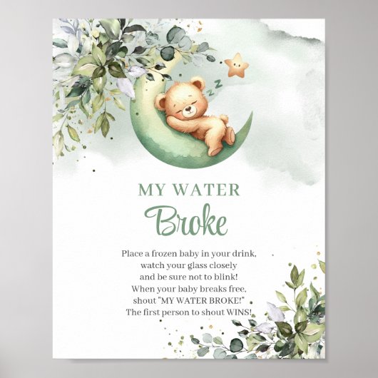 Slaapteddybeer over de maan Mijn water brak Poster (Voorkant)