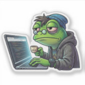 Slaaptekort Kikker Programmeur Code Sticker (Voorkant)