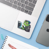 Slaaptekort Kikker Programmeur Code Sticker (Laptop met iPhone)