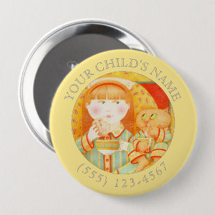 SLAAPTIJD SNAK Kind-ID-knop - Geel Ronde Button 4,0 Cm