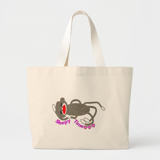 "Slaaptijd" Socket Monkey Slaping Grote Tote Bag (Voorkant)