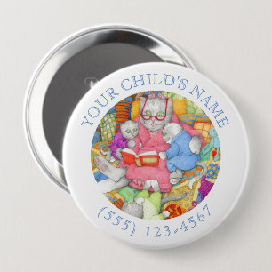 SLAAPTIJD VERHAAL Kind ID knop - Wit Ronde Button 4,0 Cm