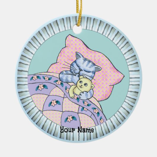 Slaaptijd voor de kat keramisch ornament (Voorkant)
