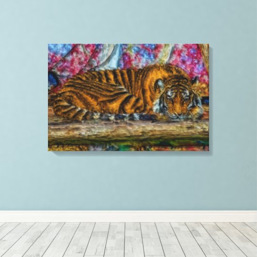 Slaaptijger Canvas Afdruk (Insitu (Houten vloer))