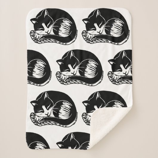 Slaaptuxedo Cats Black White Sherpa Blanket Deken (Voorkant)