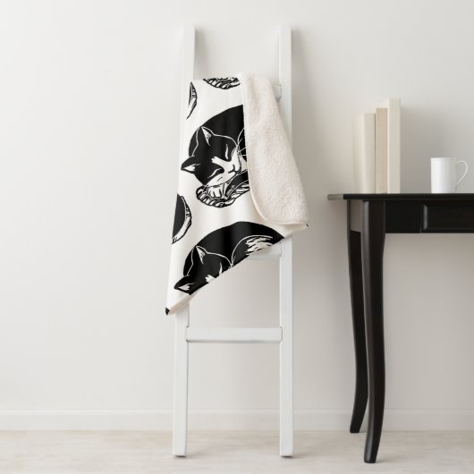 Slaaptuxedo Cats Black White Sherpa Blanket Deken (In situ)