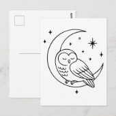 Slaapuil op Halvemaan Lijnkunst Briefkaart (Voorkant / Achterkant)
