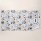 Slaapuilpatroon handdoek met eigen initialen (Voorkant)