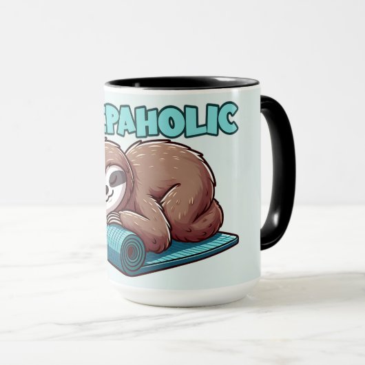 Slaapverslaafde - Slaapluiaard op yogamat Mok (Voorkant rechts)