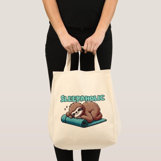 Slaapverslaafde - Slaapluiaard op yogamat Tote Bag (Voorkant (product))