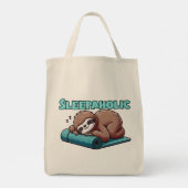 Slaapverslaafde - Slaapluiaard op yogamat Tote Bag (Achterkant)