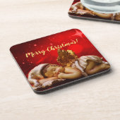 Slaapvolle Angel Baby Jesus Kerstmis Bier Onderzetter (Linkerzijde)