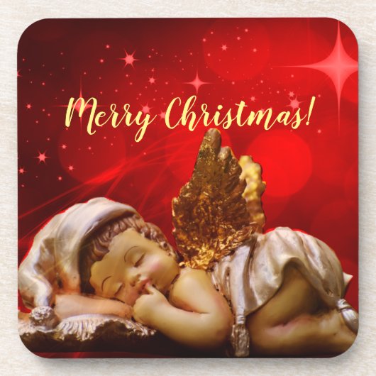 Slaapvolle Angel Baby Jesus Kerstmis Bier Onderzetter (Voorkant)