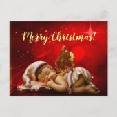 Slaapvolle Angel Baby Jesus Kerstmis Briefkaart (Voorkant)