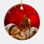 Slaapvolle Angel Baby Jesus Kerstmis Keramisch Ornament (Achterkant)