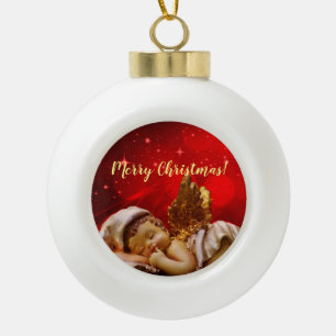 Slaapvolle Angel Baby Jesus Kerstmis Keramische Bal Ornament