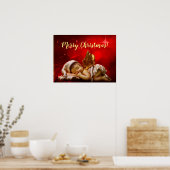 Slaapvolle Angel Baby Jesus Kerstmis Poster (Keuken)