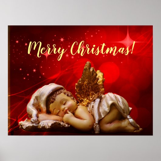 Slaapvolle Angel Baby Jesus Kerstmis Poster (Voorkant)