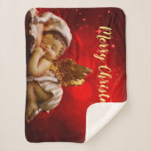 Slaapvolle Angel Baby Jesus Kerstmis Sherpa Deken (Voorkant)
