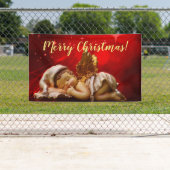 Slaapvolle Angel Baby Jesus Kerstmis Spandoek (Insitu)