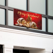 Slaapvolle Angel Baby Jesus Kerstmis Spandoek (Buitenkant Gebouw)