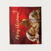 Slaapvolle Angel Baby Jesus Kerstmis Wandkleed (Voorkant)