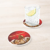 Slaapvolle Angel Baby Jesus Kerstmis Zandsteen Onderzetter (Zijkant)