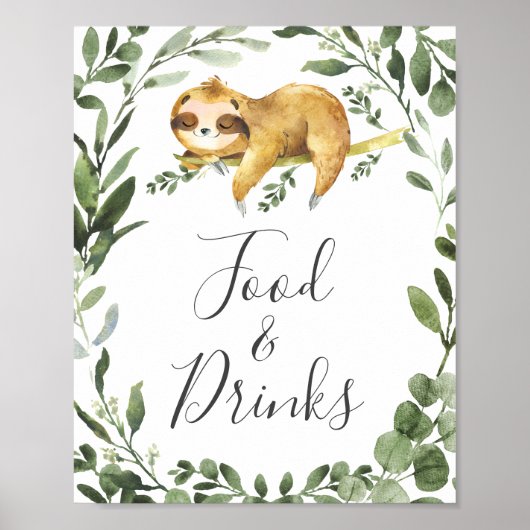 Slaapvolle Baby shower Voedsel- en Drinken Poster (Voorkant)