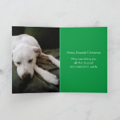 Slaapvolle kerstfeestdag met witte hond kaart (Binnen)