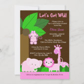 Slaapvolle Oerwouden Baby Girl Baby shower Kaart (Voorkant)