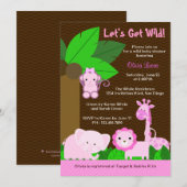 Slaapvolle Oerwouden Baby Girl Baby shower Kaart (Voorkant / Achterkant)