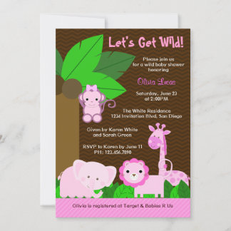 Slaapvolle Oerwouden Baby Girl Baby shower Kaart