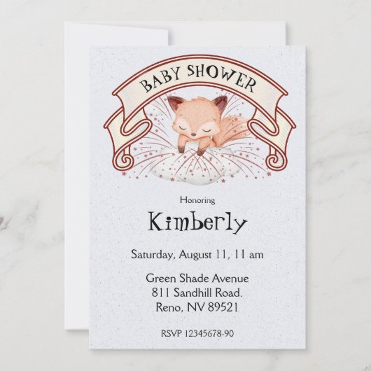 Slaapvos Baby shower Kaart (Voorkant)