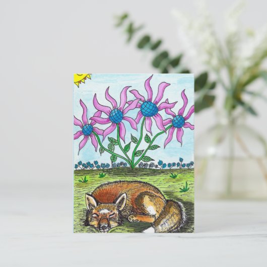 Slaapvos Briefkaart (Staand voorkant)