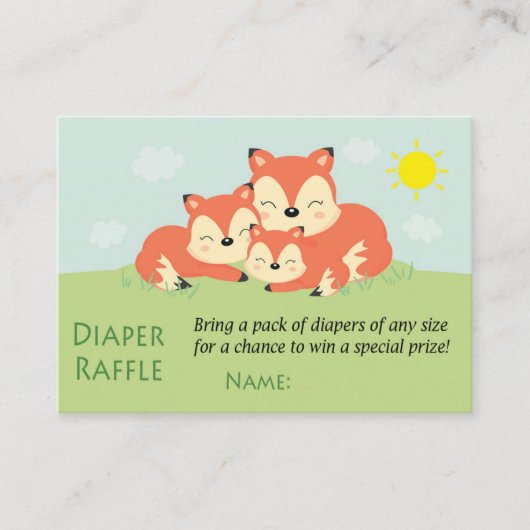Slaapvos Diaper Raffle Tickets (Voorkant)