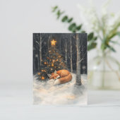 Slaapvos grillige rustieke kerst briefkaart (Staand voorkant)