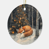 Slaapvos grillige rustieke kerst keramisch ornament (Links)