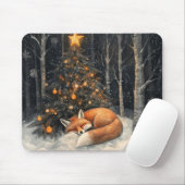 Slaapvos grillige rustieke kerst muismat (Met muis)
