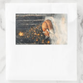 Slaapvos grillige rustieke kerst rechthoekige sticker (Tas)