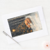 Slaapvos grillige rustieke kerst rechthoekige sticker (Envelop)