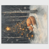 Slaapvos grillige rustieke kerstdecoupage cadeaupapier (Vlak)