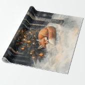 Slaapvos grillige rustieke kerstdecoupage cadeaupapier (Uitgerold)