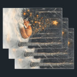 Slaapvos grillige rustieke kerstdecoupage inpakpapier vel<br><div class="desc">Decoupage Wrapping Paper Sheet art met een schattige slaapvos voor een kerstboom in het bos.</div>