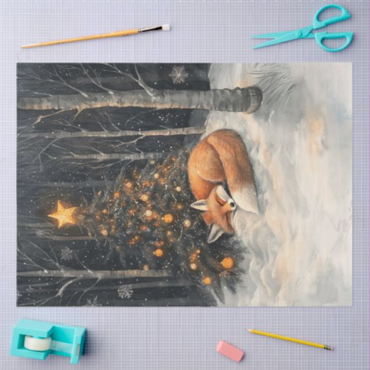 Slaapvos grillige rustieke kerstdecoupage tissuepapier (Craft)