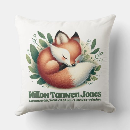 Slaapvos in Bladeren Natal Kussen (Achterkant)