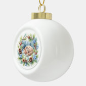 Slaapvos in de winter krans vakantie keramische bal ornament (Rechts)