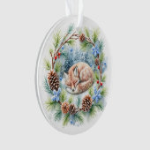 Slaapvos in de winter krans vakantie ornament (voorkant)