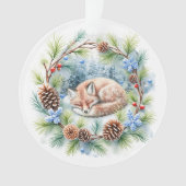 Slaapvos in de winter krans vakantie ornament (voorkant)
