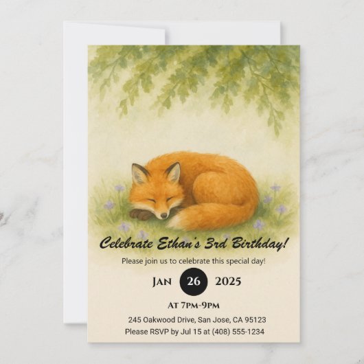 Slaapvos onder herfstbladeren Verjaardag Kaart (Voorkant)